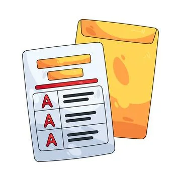 Illustration of report card with A grades Stock Illustration