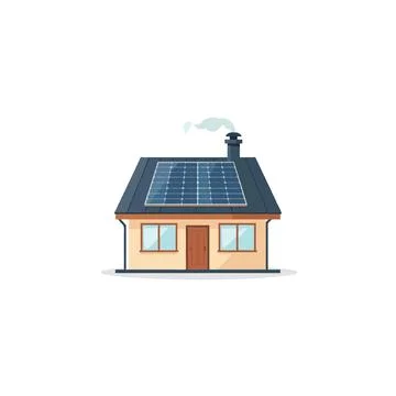 Illustration representing an eco-friendly home with solar panels emphasizin.. Stock Illustration