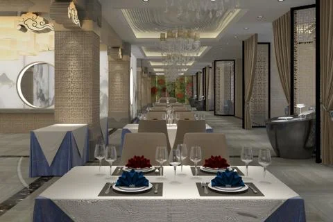 Illustration restaurant interior design Stock-Illustration