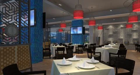 Illustration restaurant interior design Illustration
