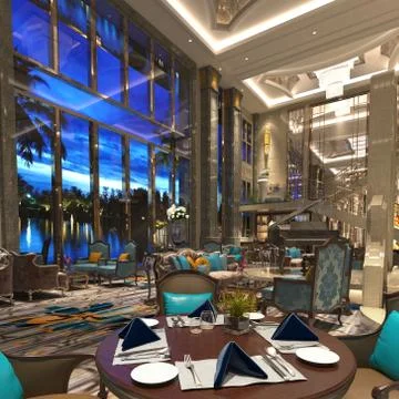 Illustration restaurant interior design Stock-Illustration