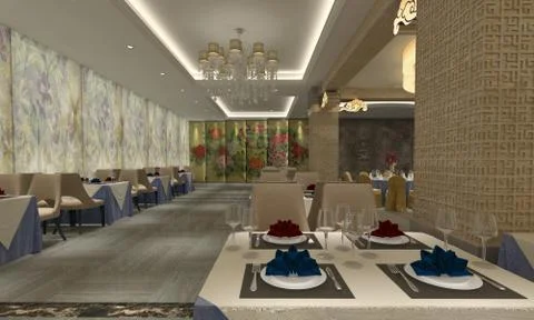 Illustration restaurant interior design Stock Illustration
