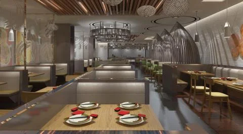 Illustration restaurant interior design Stock Illustration