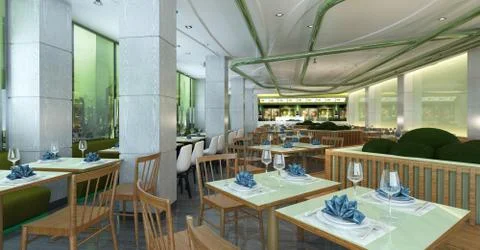 Illustration restaurant interior design Stock Illustration