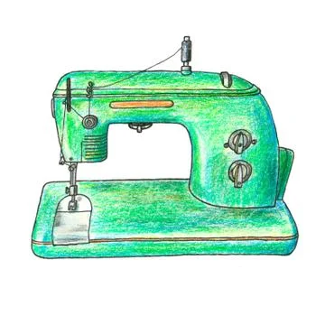 The illustration of retro sewing machine. Stock Illustration