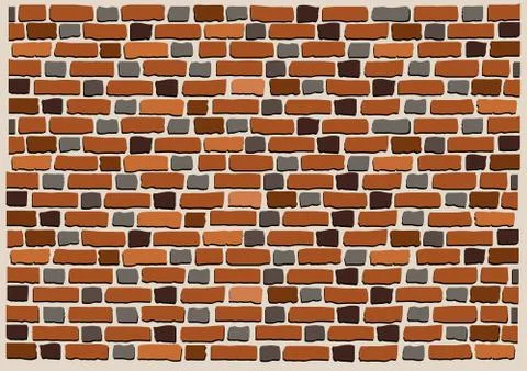 Illustration of retro wall pattern with brown bricks Stock Illustration