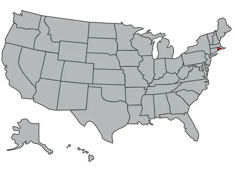 Illustration of Rhode Island. Vector map of the USA in gray color. Contours o Stock Illustration