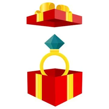 Illustration of a ring in a case on a white background Stock Illustration