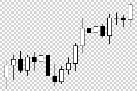 Illustration of rising candlestick chart (black and white) Stock Illustration