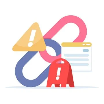 Illustration of a risky link alert Stock Illustration