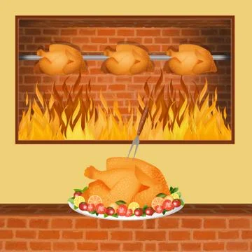 Illustration of roast chicken Stock Illustration