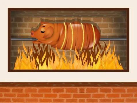 Illustration of roast pork Stock Illustration
