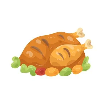 Illustration of roasted turkey with vegetables Stock Illustration