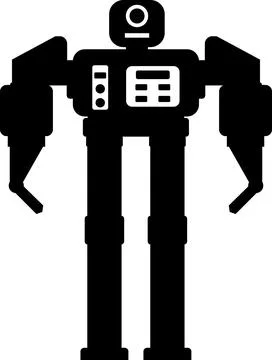 Illustration of Robot Icon in Flat Style. Illustration of Children Toy Stock Illustration