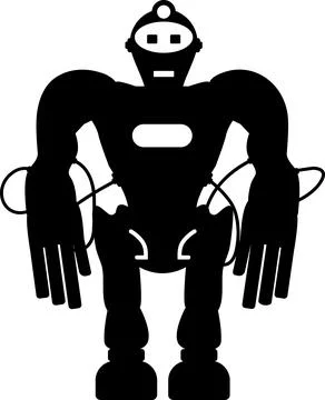 Illustration of Robot Icon in Flat Style. Illustration of Children Toy Stock Illustration