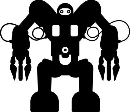 Illustration of Robot Icon in Flat Style. Illustration of Children Toy Stock Illustration