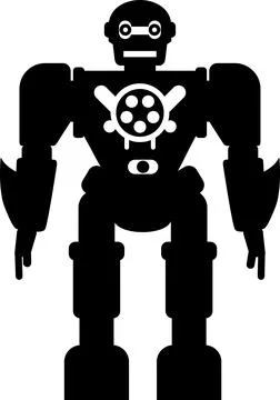 Illustration of Robot Icon in Flat Style. Illustration of Children Toy Stock Illustration
