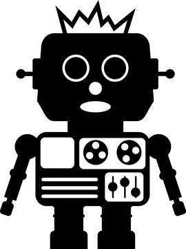 Illustration of Robot Icon in Flat Style. Illustration of Children Toy Stock Illustration