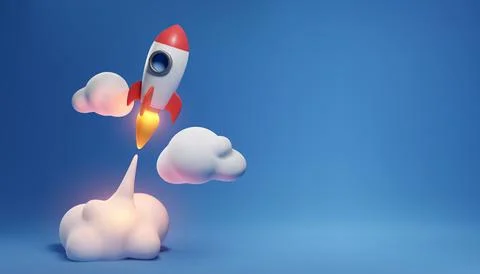 Illustration of rocket and copy space for start up business Stock Illustration