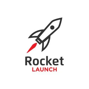 Illustration of rocket launch logo design template Stock Illustration