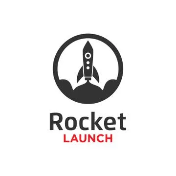 Illustration of rocket launch logo design template Illustrazione stock