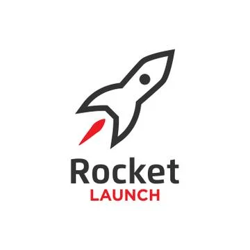 Illustration of rocket launch logo design template Stock Illustration