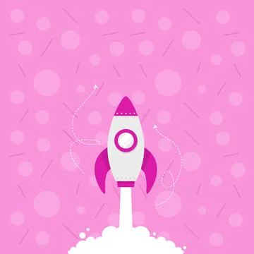 Illustration Of Rocket Ship Launching Fast Straight Up To The Outer Space Stock Illustration