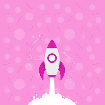 Illustration Of Rocket Ship Launching Fast Straight Up To The Outer Space Stock Illustration