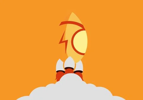 Illustration of a rocket taking off Stock Illustration