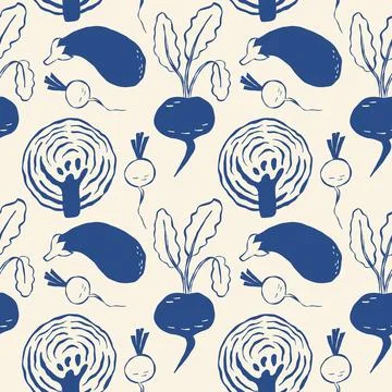 Illustration of root vegetables arranged in repeating pattern Illustrazione stock