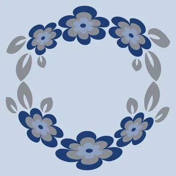 Illustration - Round frame or wreath on a square background - stylized flower Stock Illustration
