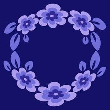 Illustration - Round frame or wreath on a square background - stylized flower Stock Illustration