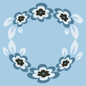 Illustration - Round frame or wreath on a square background - stylized flower Stock Illustration
