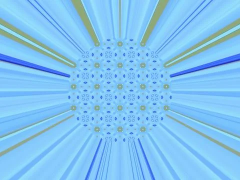 Illustration of a round object with  blue and yellow rays 스톡 일러스트