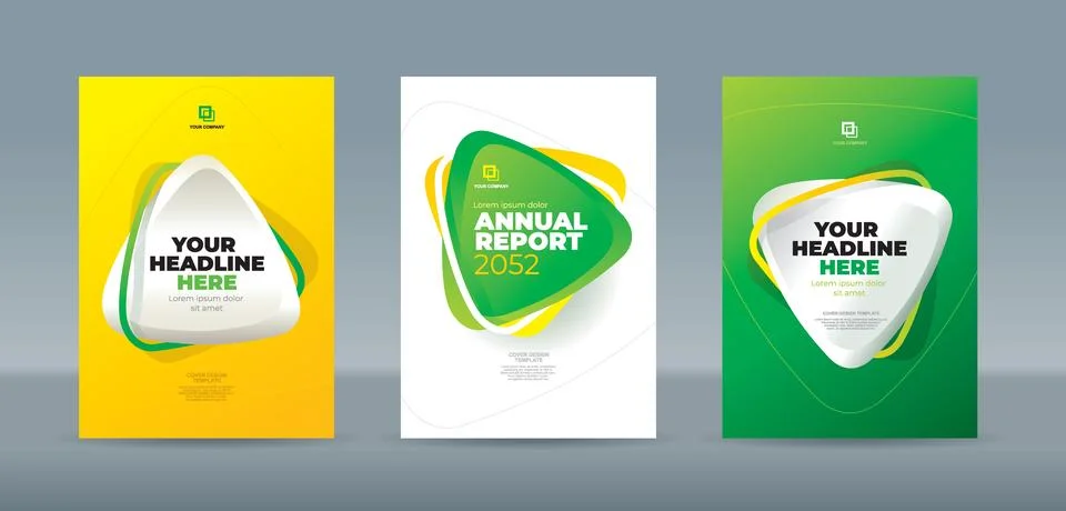 Illustration of rounded triangles overlapping with yellow green background Stock Illustration