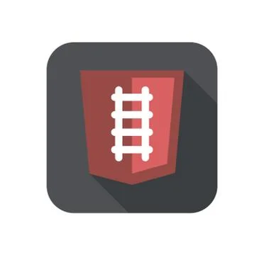 Illustration of ruby programming language web development shield sign - rails Stock Illustration