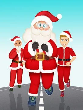 Illustration of run of the Santa Clauses Stock Illustration