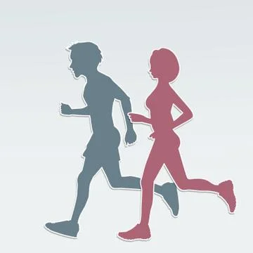 Illustration of running couple Ilustração Stock