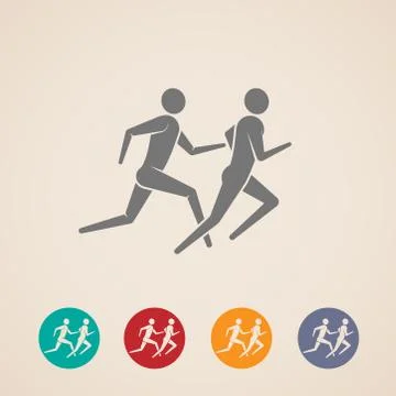 Illustration of running or jogging men icons Stock Illustration