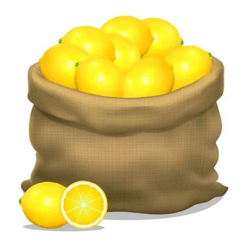 Illustration of a sack of lemons on a white background. Vector icon. Stock Illustration