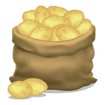 Illustration of a sack of potatoes on a white background. Vector icon. Stock Illustration