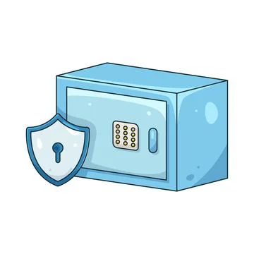Illustration of Safe with Security Shield Stock Illustration