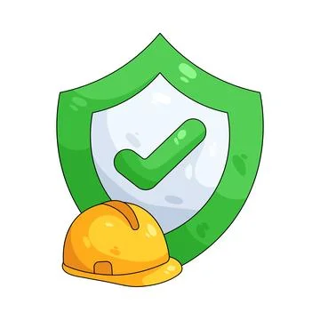 Illustration of safety shield with a hard hat イラスト素材