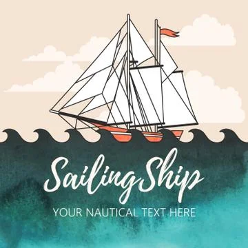 Illustration of sailing ship Stock Illustration