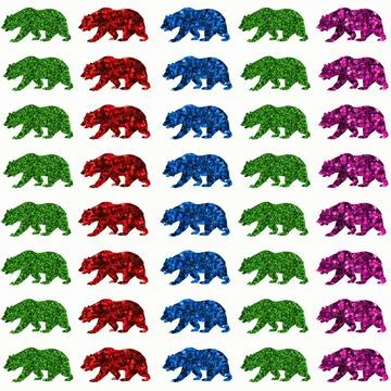 Illustration of the same bear in four different colors on a white background Stock Illustration