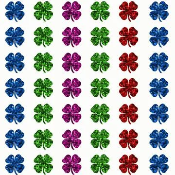 An illustration of the same cloverleaf in four different colors on a white ba 스톡 일러스트