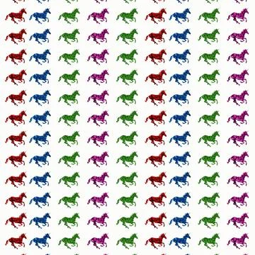 Illustration of the same horse in four different colors on a white background Stock Illustration