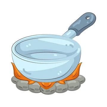 Illustration of saucepan on a fire Stock Illustration