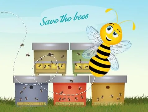 Illustration of save the bees Stock Illustration