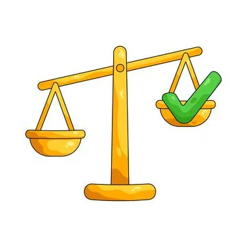 Illustration of Scales with a checkmark 스톡 일러스트